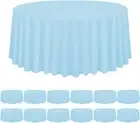 12 Pack Light Blue Tablecloth Plastic round Baby Blue Table Cloth 84 Inch Dispos