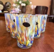 6 Unique Vetro Eseguito MURANO Confetti Hand Blown Tumbler Drinking Glasses NEW