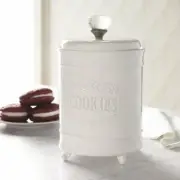 Mud Pie E3 Kitchen Circa Footed White Cookie Jar W/ Glass Knob Handle 4931001