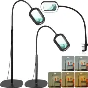 10X Rectangular Magnifying Glass with Light and Stand, 24" Flexible Gooseneck...