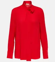 [Valentino] Valentino Bow-detail silk blouse AU 12 red
