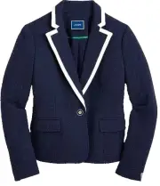 NWT J Crew Textured Tweed Blazer Size 4 Navy Nautical Career Business Preppy