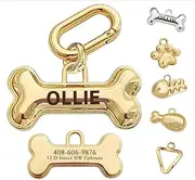 MEMOPAW Dogs Tag Stylish Personalized Double Sided Deep Engraved Cat & Dog Tags Engraved for Pets Bone Balloon Shape Brass