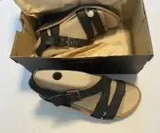 Merrell Womens Sirah Lattice Wedge Sandal Prairie Black Leather 9 Outperform