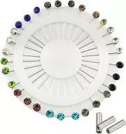 TAODAN 30pcs Colorful Crystal Hijab Scarf Pins with Safty Caps...
