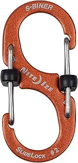 Nite Ize S-Biner SlideLock Aluminium Locking Dual-Gated Carabiner, No 2 Size, Orange
