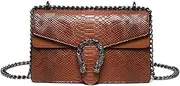 [FENGJINRUHUA] Women's Luxury Leather Designer Snake Print Crossbody Bags,Ladies Evening Clutch Chain Strap Satchel Bag