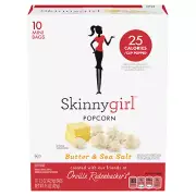 Skinnygirl Butter & Sea Salt Microwave Popcorn, 15 Ounce Mini Bag, 10-Count