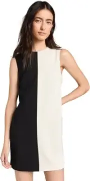 Theory Sleeveless Split Shift Dress Size 0 Black Ivory Admiral Crepe Mini $365