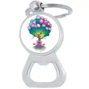 Balloon Tree Bottle Opener Keychain - Metal Beer Bar Tool Key Ring