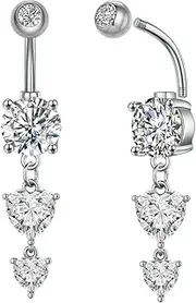 [Generic] New pearl heart-shaped snake cross pink zircon navel ring stainless steel zircon navel nail (A0-3063)