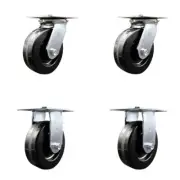 6 Inch Phenolic Caster Set with Ball Bearing 2 Swivel Lock and 2 Rigid SCC