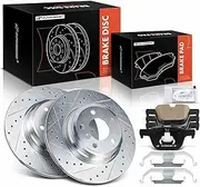 A-Premium 12.99 inch (330 mm) Rear Drilled and Slotted Disc Brake Rotors + Ceramic Pads Kit Compatible with Select BMW Models - 328i, 330i, 330i xDrive, 335i, 335i GT xDrive, 340i, 428i, 430i, 435i