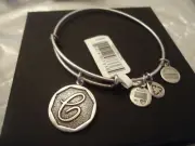 Alex And Ani Initial C Charm Rafaelian Silver Finish Bangle Bracelet A13EB14CS