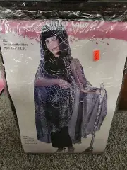 Halloween Costume Adult Spiderweb Glitter Cape 60" Long One Size