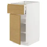 METOD / MAXIMERA base cabinet with drawer/door, white/Voxtorp oak effect, 40x60x80 cm