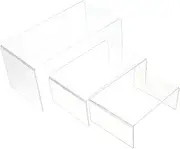 DEARMAMY 3pcs Acrylic Booth Organizer Stand Showcase Holder Display Jewelry Shelf Storage Rack Cosmetic Makeup Organiser Storage Risers Storage Shelving Perfume Shelf Transparent