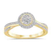Halo Ring with 1/4ct of Diamonds in 9kt Yellow Gold