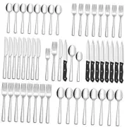 ware Set with Steak Knives for 8, Stainless Steel Flatware 48-Piece Silver