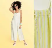 Stoney Clover x Target Jumpsuit Medium Romper Yellow Stripe Linen