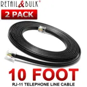 (2 Pack) 10 Foot Telephone Cord RJ11 (6P4C) Professional Grade Phone Line Cable