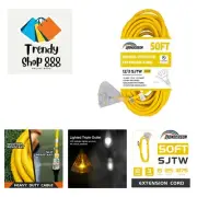 50 FT Lighted Outdoor Extension Cord with 3 Power Outlets,12/3 SJTW Heavy Dut...