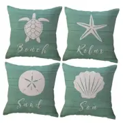 Coastal Beach Throw Pillow Covers Seaturtle 18" x 18" (Pack of 4) Blue Green