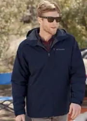 Columbia Jacket Coat Men Sz L Gate Racer Softshell Black Water Wind Resistant