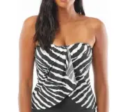 Vince Camuto Women's Animal Print Zebra Draped Bandini Top Black/White; XS