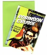 Robinson Crusoe Note Card Daniel Defoe Pulp The Classics Matching Envelope 5.75"