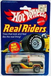 Hot Wheels Blackwall Real Riders SUPER SCRAPER Black GYG #4350 NEW in BLISTER !