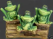 Ceramic Bisque~~ Ready to Paint~~ "Hop, Skip and Jump" Frogs with Log