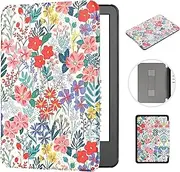 MOKASE Case for 6" Kindle Paperwhite 5/6/7th Generation 2012,2013,2015,2016 Version (Model: EY21 / DP75SDI), Hand Strap Slim PU Leather Cover for Old Version Kindle Paperwhite E-Reader, Floral