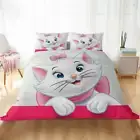 Smile Sweet Cat Round Eyes 3D Quilt Duvet Doona Cover Set Pillow case Print