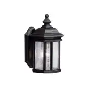Kichler Kirkwood Outdoor Wall 1Lt 6.5x13", Black, Clear Seeded - 9028BK