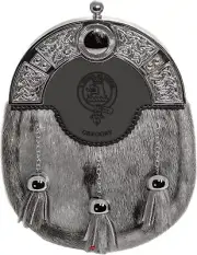 Gregory Dress Sporran 3 Tassels Studded Celtic Arch Scottish Clan Crest
