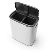 Brabantia Bo Two Compartment 2x 30L/66cm Touch Rubbish Bin Trash Storage White
