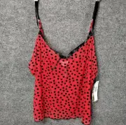 NWT Cinema Etoile Cami Size XL Red Black Hearts Mesh Cute Goth Coquette Castle
