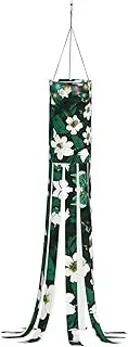 Halloween Garden Hunter Green Floral Petals Pattern Windsock Lights Halloween Lighted Windsock for Patio Yard Pathway Party Decor
