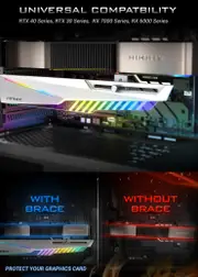 Antec HGPU Bracket Dagger White ARGB - PCI Slot mount. 5 holes. Horizontal GPU 170-270mm. universal case support,Tool-Less. Adjustable Support column. AT-HGPUH-ARGB-W