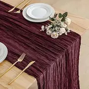 ButterMelt 2 Pack Burgundy 10ft Cheesecloth Table Runner, Boho 35x120 Inch Long, Gauze Table Runner Decor for Baby Shower Bridal Shower or Wedding Party