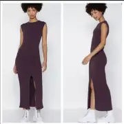 Nasty gal Ribbed Sleeveless Wiggle Maxi Front Split Dress Sz 2
