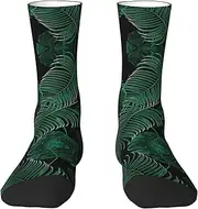 [EdWal] Soft Banana Leaf Green print Moisture Wicking Socks Sports Socks for Men and Women Warm thermal Boot Hiking Socks