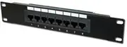 DIGITUS Cat 5e Patch Panel - 8 Ports - RJ45 Jacks - 10-inch Rack Mount 1 Rack Unit - LSA Distribution Field - unshielded - Black
