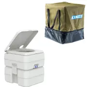 Adventure Kings 20L Portable Camping Toilet Potty Flushable + Canvas Toilet Bag