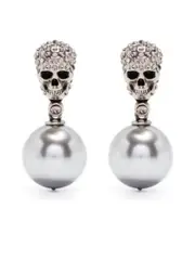 Alexander Mcqueen Skull Silver-Tone Drop Earrings