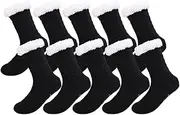 [Jaksairos] 5/10 Packs Slipper Socks Winter Coral Fleece-Lined Thickened Floor Socks Cold-Proof Non-Slip Snow Thermal Socks