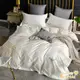 【Betrise】LOGO系列 300織紗100%純天絲防蹣抗菌四件式兩用被床包組 潔淨白(雙人)