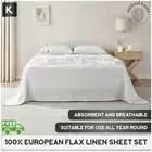 Natural Home 100% European Flax Linen Flat Fitted Sheet Set Dove Grey Single