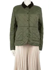 Khaki Quilted Corduroy Collar Jacket